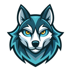 Fototapeta premium Blue Fanged Wolf Mascot Logo Design