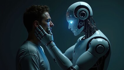 Human Robot Interaction Futuristic Technology Concept