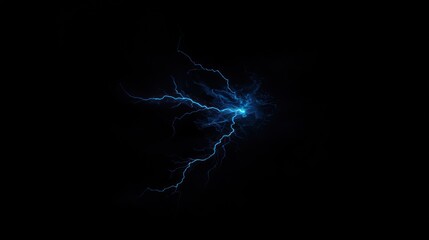 Abstract Blue Lightning Bolt on Black Background