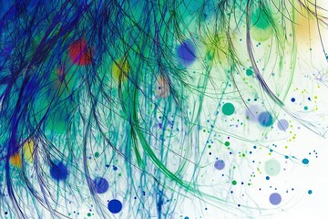 Obraz premium Abstract Watercolor Background with Blue and Green Lines and Circles