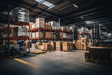 Obraz premium Interior of a large empty warehouse