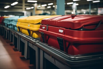 Luggages on conveyor belt at airport