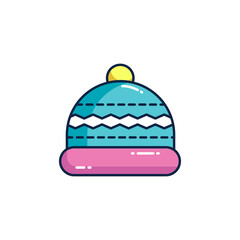 Colorful warm beanie hat illustration for winter season