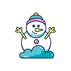 Cute cartoon winter snowman illustration