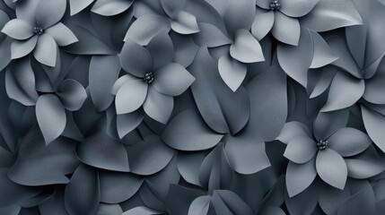 3D rendering of a beautiful abstract gradient floral background in gray