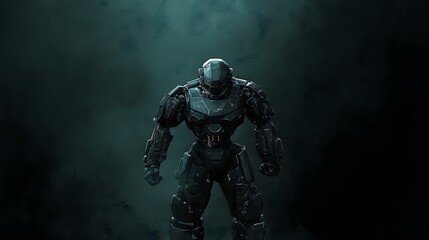 Full body picture of a neocyber soldier