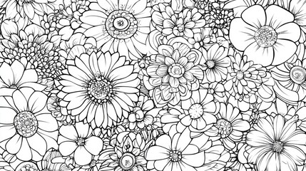 Flower mandala line art design for drawing and coloring activities