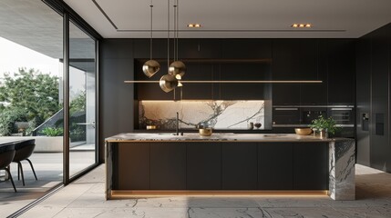 kitchen dining table with luxurious marble decoration