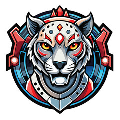 Cyberpunk White Tiger Mascot Logo Design