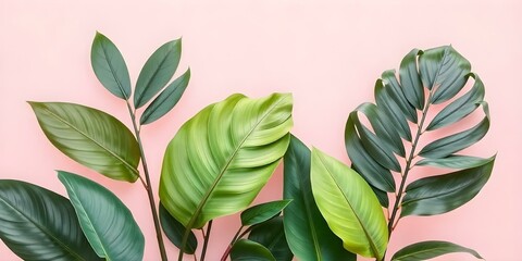 Obraz premium tropical leaves with empty space isolated on a pastel background create with ai