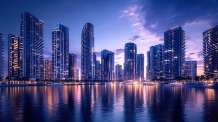 Fototapeta premium A Futuristic City Where Every Building is a Dynamic Work of Art with Shifting Colors and Innovative Designs