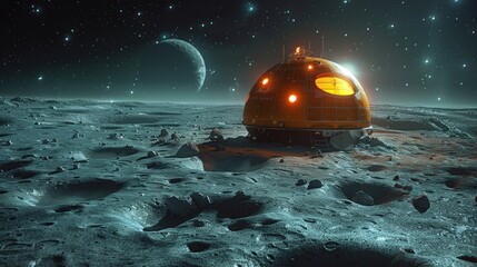 Lunar Habitat Under a Starry Sky
