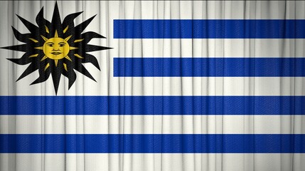 Uruguay flag, Oriental Republic of Uruguay and Theater Curtain Image.