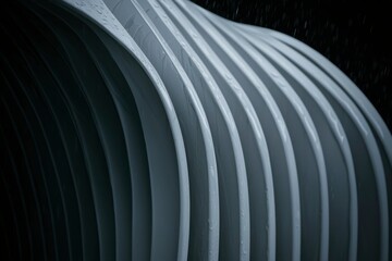 Fototapeta premium Curved, White, Smooth, Shiny Surfaces in a Dark Setting