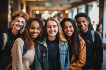 Obraz premium Portrait of a smiling diverse group of students