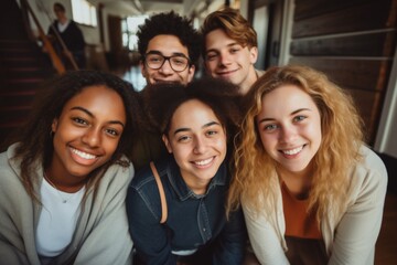 Portrait of a smiling diverse group of students