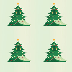 Obraz premium Colorful, decorative Christmas trees arranged in a grid, with lights and ornaments,seamless pattern background