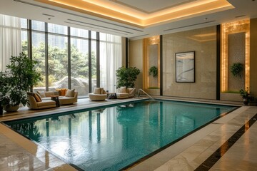 indoor swimming pool and place to relax