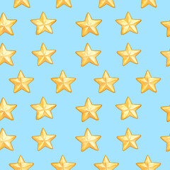 Obraz premium A repeating pattern of yellow stars on a light blue background,seamless pattern background