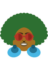 Blacl woman with green afro