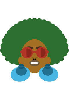 Blacl woman with green afro