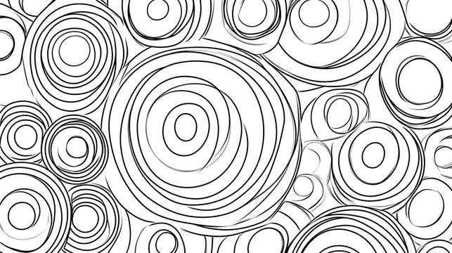 A simple coloring page with large and small circles outlined in bold for kids to color