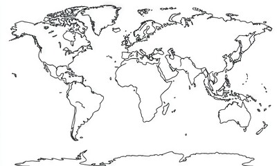 Fototapeta premium Unique visual interpretation of a world map captured in a single line drawing.