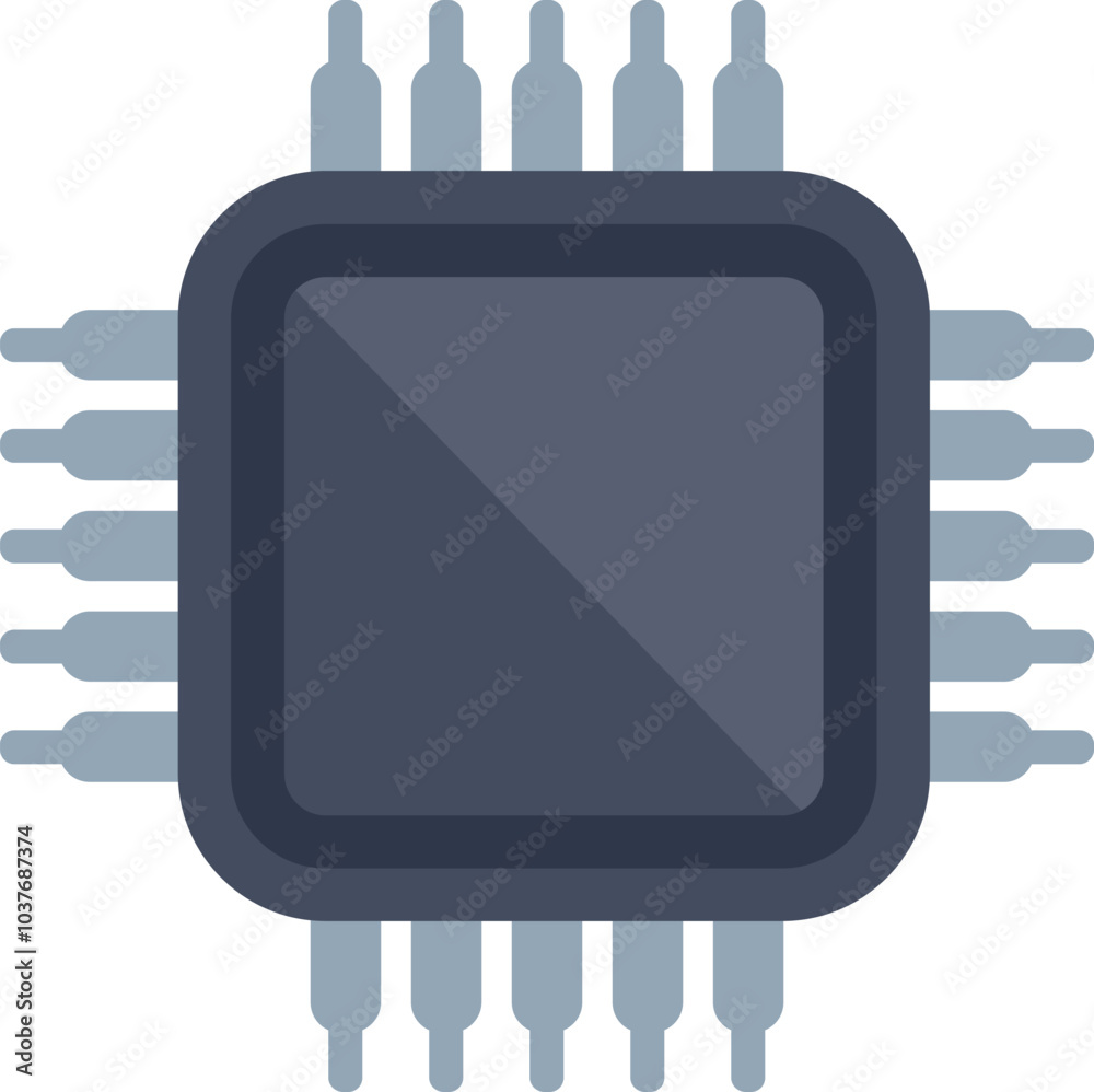 Poster microchip cpu processor icon showing data processing concept