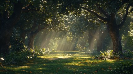 Obraz premium A Magical Forest Where Trees Have Leaves That Glow in the Dark for Enchanting Nature Decor