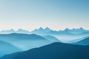 Naklejka premium Beautiful landscape of misty mountain ranges