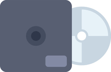 This vector illustration icon shows a floppy disk saving data storage, diskette backup concept