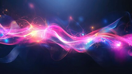 Artistic light flares and bulb streaks create a magical black backdrop Flashing glow lines and mesmerizing LED flows evoke a mystical astral ambiance with blurred neon motion and fuzzy shapes