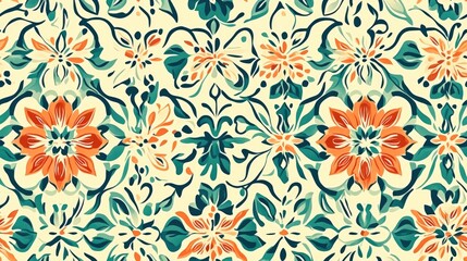 Fototapeta premium Seamless abstract pattern featuring beautiful geometrical flower designs for textiles