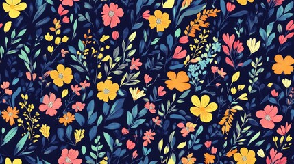 Obraz premium Seamless floral cartoon pattern for wrapping paper fabrics accessories and children s clothing