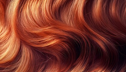 Close-up of copper red hair texture, highlighting the unique shine and curl patterns, set against a soft-focus background.