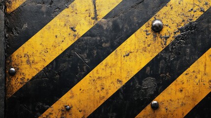 Rusty metal with yellow stripes. Ideal for grunge, industrial, or warning themed designs.