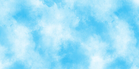 The sky blue texture clouds, blue watercolor paper texture background, Soft and cloudy blue sky Watercolor background texture, cloudy and soft sky blue blurred and grainy Blue powder explosion.
