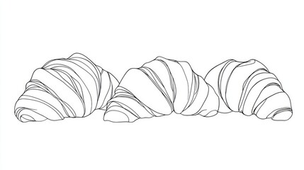 Continuous line drawing of croissants Minimalistic croissant line art illustration Elegant line design of croissant bread