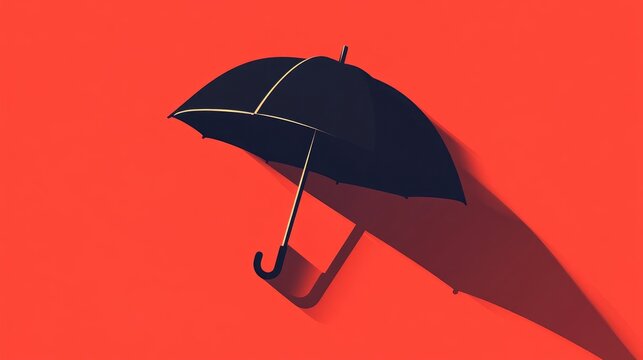 Flat illustration of an umbrella on a solid color background