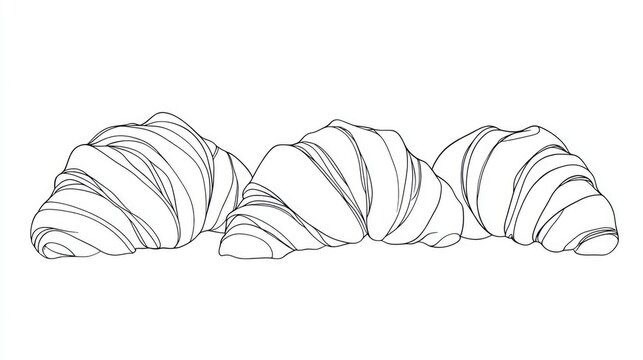 Continuous line drawing of croissants Minimalistic croissant line art illustration Elegant line design of croissant bread