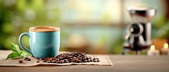 Cozy Morning Moment with Coffee, Chocolate Chips and Outdoor View