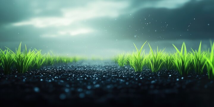 Black desho grass growing alongside a roadside, Black desho grass growing next to a road