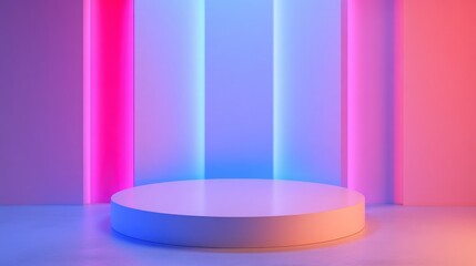 Futuristic display pedestal design platform blank podium for products 3D rendering Illustration