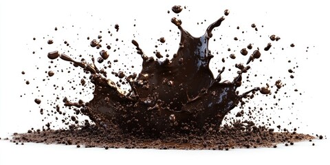 Isolated drops of mud splash on a white background, featuring a clipping path, Isolated mud splashes on a white background with clipping path