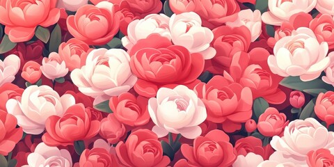 Fototapeta premium Blooming pink and white peonies, Peonies in bloom with pink and white petals