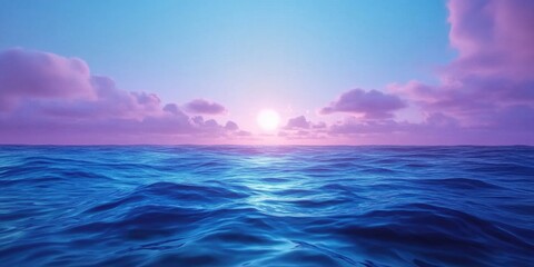 Obraz premium Clear skies and a serene blue sea, Clear blue skies over a calm sea