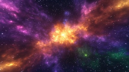 Fototapeta premium 3D cartoon depiction of a stunning galaxy in outer space featuring a colorful nebula and starry night sky in rainbow hues