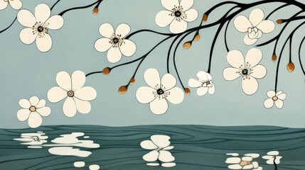 Close up of white wildflowers on a blue surface