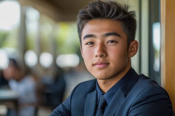 Obraz premium Portrait of a young man in a suit looking confidently at the camera