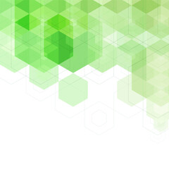 Geometric shapes background. Colorful mosaic pattern. Green hexagons. Eps 10